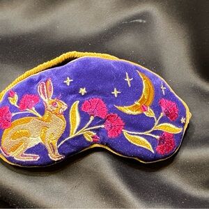 Embroidered Sleep Mask with Rabbit and Floral Design